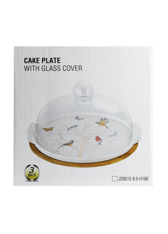 Тортівниця Yiwu керамічна зі скляною кришкою 25 см біла HP1203 No Brand (360977666)