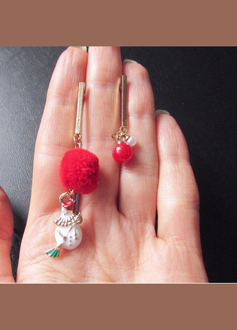 Новорічні різні сережки сніговик з помпоном, 4492 Fashion Jewelry (336950070)