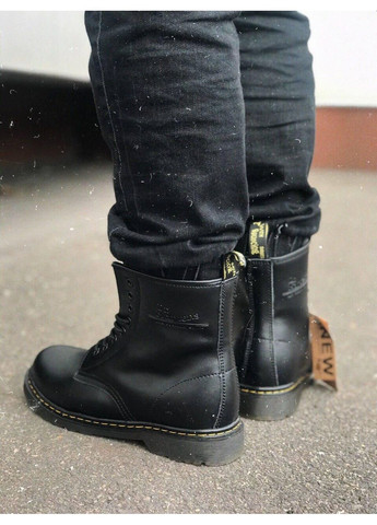 Зимние ботинки женские dr. martens 1460 black 11822006 доктор мартенс (мех) берцы No Brand без декора из искусственной кожи