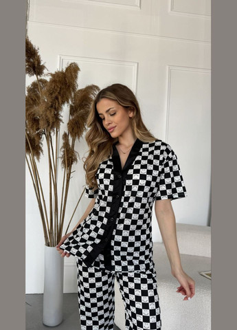 Чорна всесезон жіноча піжама футболка + штани FINO Mode