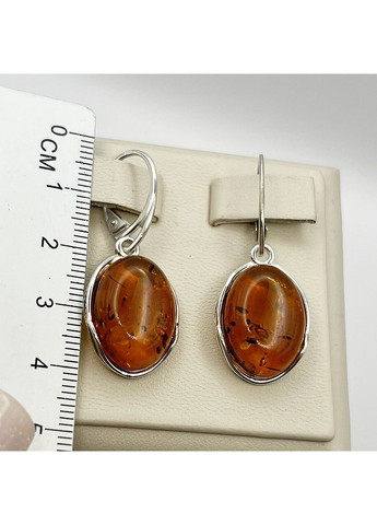 Сережки срібні з бурштином 5,3 г No Brand (369737726)
