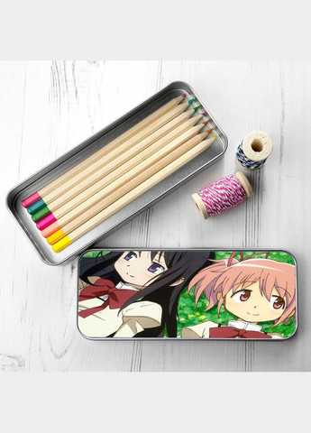 Пенал школьный для мальчика и девочки металлический Волшебница Мадока Магика #004 7*18 см Silver No Brand (309152764)