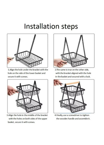 Корзина для хранения фруктов с двумя уровнями Черная No Brand (301924289)