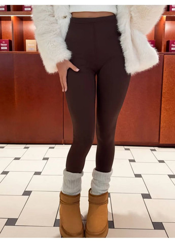 Коричневые демисезонные женские лосины на флисе No Brand