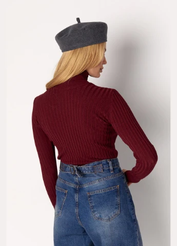Женская вязаная водолазка в рубчик - кофейный Lurex (307814850)