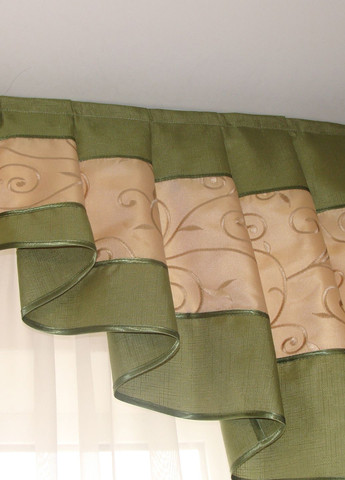 Жорсткий ламбрекен Смайл 2м зелений з бежевим (20_2ж) Firanka Smile (336551619)