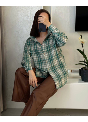 Сорочка базова оверсайз Модель 928 Зелений Україна (351492019)