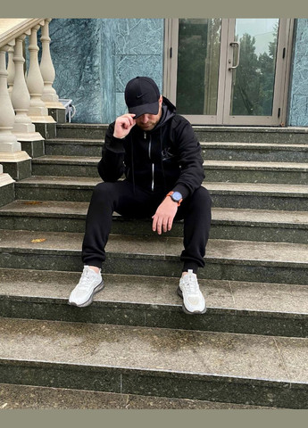 Черный демисезонный качественный тёплый чёрный спортивный костюм "calvin klein" из трёхнитки на флисе, трендовый удобный костюм No Brand 860