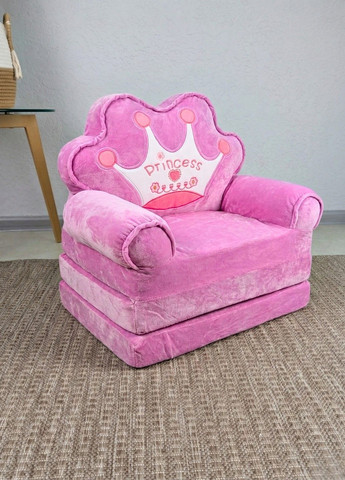 Дитяче крісло іграшка Принцеса малиновий плюшеве розкладне в ліжечко Lalapka (371797241)