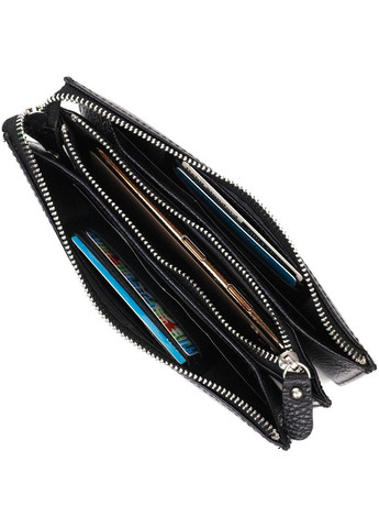 Цікавий клатч на два відділення з натуральної шкіри флотар 22047 Чорний Bond (298569727)