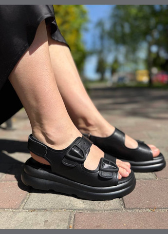 Жіночі босоніжки на липучках чорні (2033) No Brand (330245809)