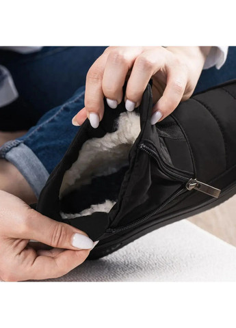 Черные дутики женские короткие черные с мехом зимние ботинки на двух молниях (4220001) Kredo на молнии