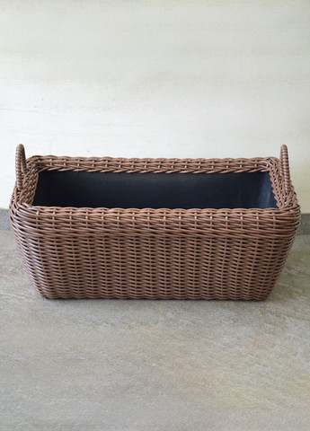 Корзина прямоугольная для дров (дровница) плетенная из искусственного ротанга ручной работы. Цвет Молочный шоколад. 60 литров Handmade (327878847)