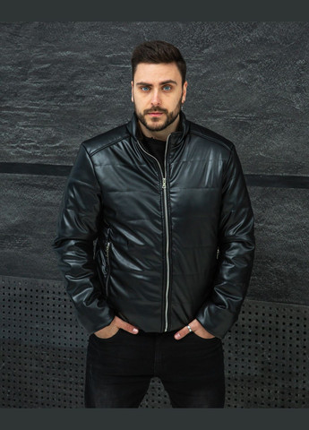 Черная куртка мужская кожанка демисезон No Brand куртка