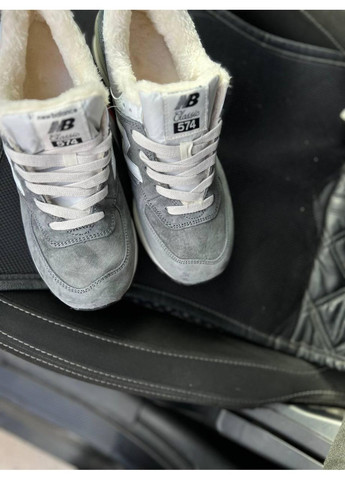 Серые зимние кроссовки мужские new balance 574 grey white winter нью беланс 574 No Brand