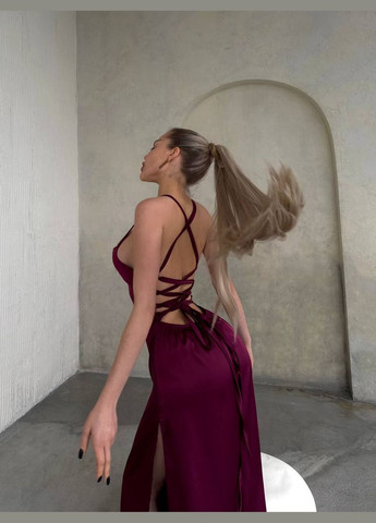 Бордова вечірня сукня-комбінація шовкова Adelante однотонна