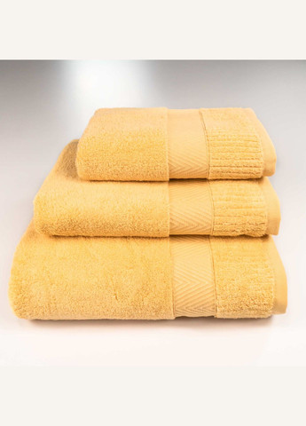 GM Textile комплект махровых полотенец зеро твист бордюр 3шт 40x70см, 50x90см, 70x140см 550г/м2 () желтый производство -