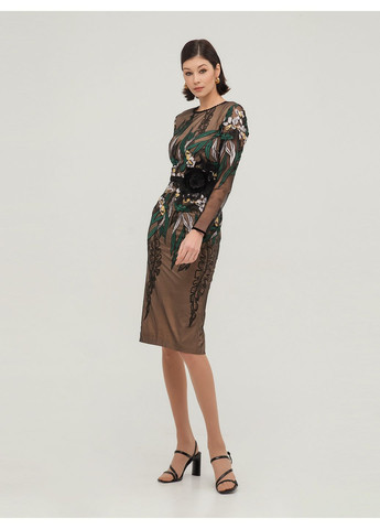 Комбінована вишукана вечірня сукня з велюровим поясом та декором - ua42 / eu36 Iren Klairie