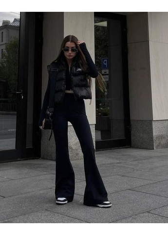 Обтягивающие брюки-лосины, черные, микродайвинг, расклешенные от колена, р. (ст. 227SH) No Brand (369936813)