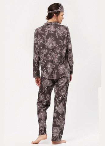 Коричнева всесезон lns 817 b24 піжама жіноча (футб.довг.рук.,штани) (2 шт) (арт lns 817 b24) Key