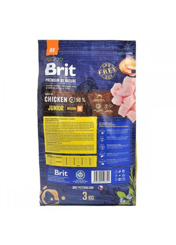 Сухой корм Dog Junior M для щенков и юниоров средних пород, с курицей, 3 кг Brit Premium (322875051)