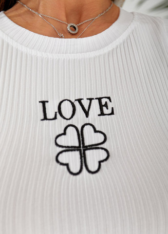 Кроп-топ трикотажный в рубчик с вышивкой No Brand (329651441)