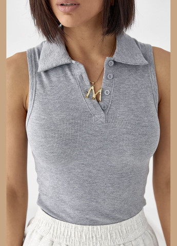 Майка-поло в рубчик на пуговицах Lurex — 330357613