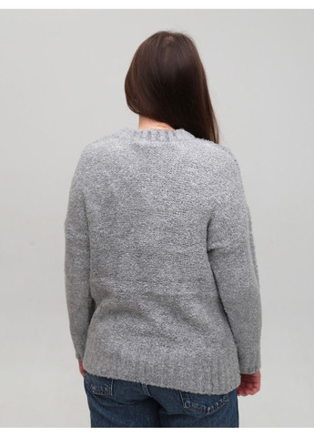 Серый зимний свитер женский серый теплый пуловер Karon Вільна,Подовжена