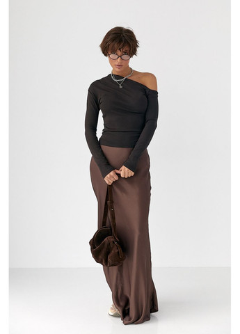 Обтягуючий лонгслів з відкритим плечем Lurex (370379825)