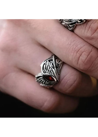 Кольцо серебристое стиль Возрождения ангельские крылья красный циркон 20 AurumLux017 Liresmina Jewelry (360884102)