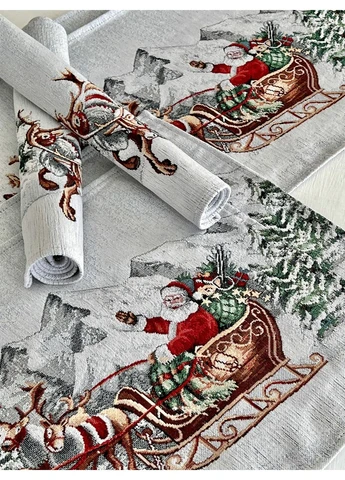 Салфетка гобеленовая SLED, 33x53, Прямоугольная, Новогодний, С микрофиброй + серебряным люрексом, 40% полиэстер, 60% хлопок, Гобелен LiMaSo (390489951)