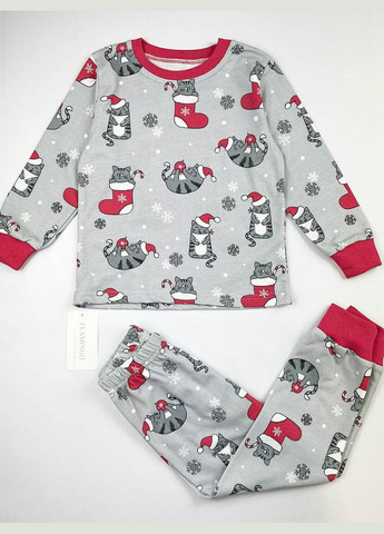 Серая зимняя пижама для девочки Фламинго