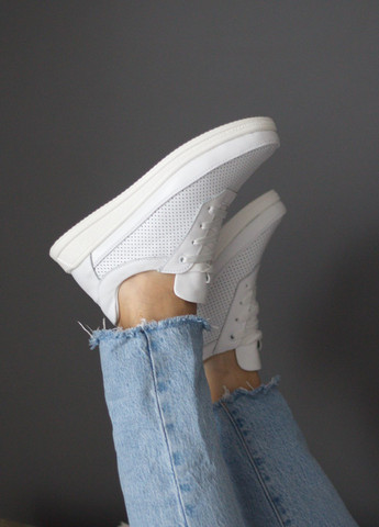 Zlett Кеды женские из натуральной кожи и перфорации белый з натуральная кожа, украина — лето (281322973)