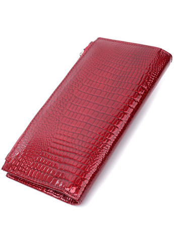 Лакований яскравий гаманець з фактурою під рептилію з натуральної шкіри 22715 Червоний st leather (298569484)