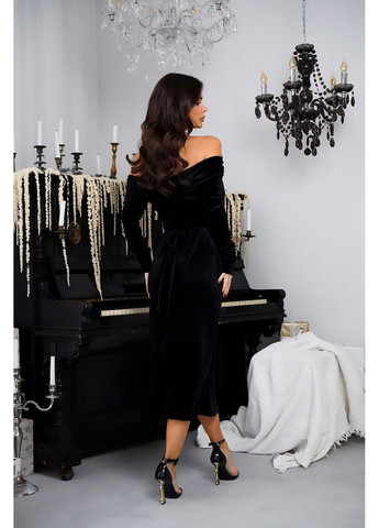 Черное вечернее платье открытые плечи 24106 черное Tanita-Romario