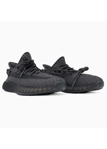 Черные демисезонные кроссовки мужские adidas yeezy boost v2, black reflective адидас изи буст черные No Brand