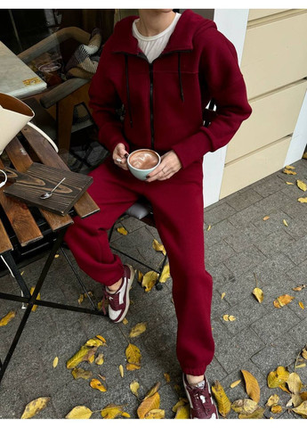 Женский спортивный комбинезон на флисе No Brand Р1557-338/1 комбинезон-брюки бордовый трехнитка с начесом