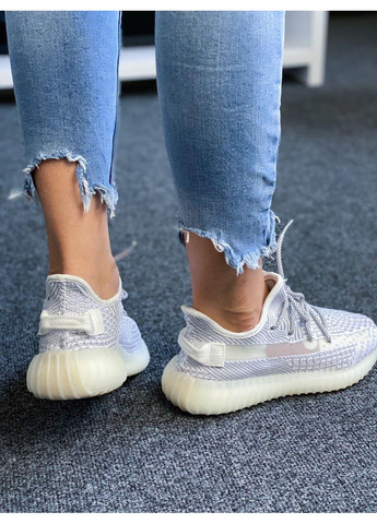 Сірі Осінні кросівки чоловічі adidas yeezy boost 350 v2 static reflective laces адідас ізі буст No Brand