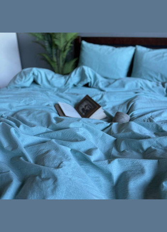 Постельное белье Washed Cotton Однотонный Евро 200 x 220 Вареный хлопок Мятное 50 х 70 No Brand (307355941)