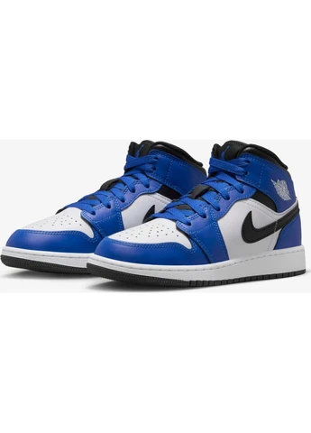 Синій кросівки підліткові (gs) синьо-біло-чорні dq8423-402 Nike AIR JORDAN 1 MID