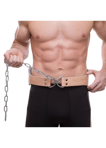 Пояс для обтяжень шкіряний (шкіра, ширина-7in (18см), з ланцюгом, бежевий) (SB-165130) Zelart (361433866)