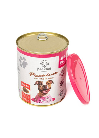 Вологий корм для собак шматочки в желе М ясний мікс 800 г Pet Chef (355253045)