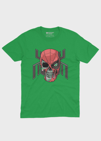 Зеленая демисезонная футболка для мальчика с принтом супергероя - человек-паук (ts001-1-keg-006-014-081-b) Modno