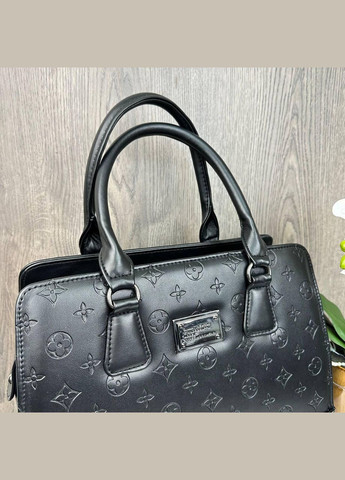 Стильна наплічна сумка з екошкіри жорстка з геометричним візерунком чорна (sku_1586) No Brand (330576022)