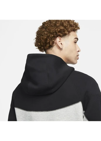 Толстовка M NK TCH FLC FZ WR HOODIE серо-черная FB7921-064 Nike (397844409)