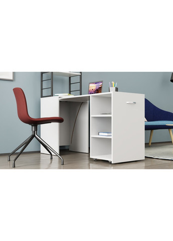 Стіл-тумба трансформер Смарт 4/2 з етажеркою 1430x1450x600 Чорний метал ДСП Біле 16 мм (FRD-105130) Ferrum-decor (361944355)