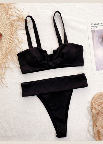 Чорний літній жіночий роздільний купальник No Brand