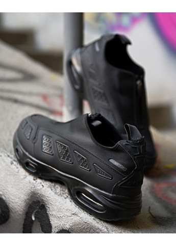 Чорні Осінні стильні чоловічі термо кросівки прихована шнурівка чорні No Brand