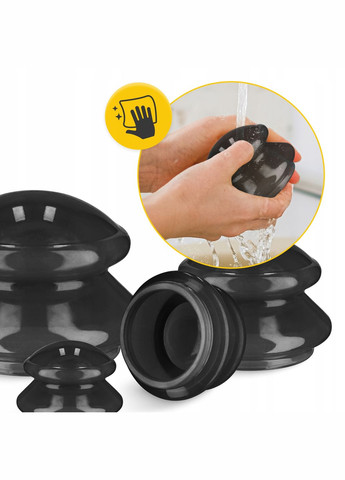 Вакуумні масажні банки MED+ силіконові для тіла (китайські/атницелюлітні банки) 4 шт Black 4FIZJO (322966278)