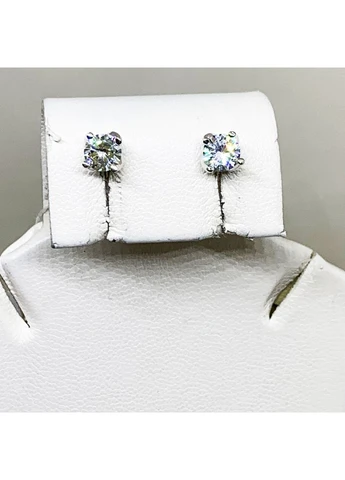 Сережки-пусети срібні з кубічним цирконієм d=5 mm 1,8 г No Brand (382674434)